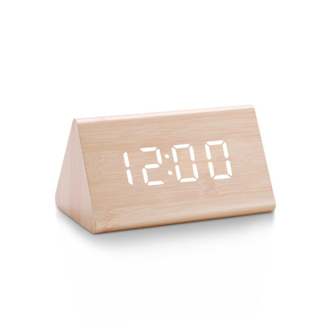 Clock LED Wooden Alarm Clock Table Sound Control Electronic Clocks Desktop USB/AAA Powered Desperadoes Home Table Decor