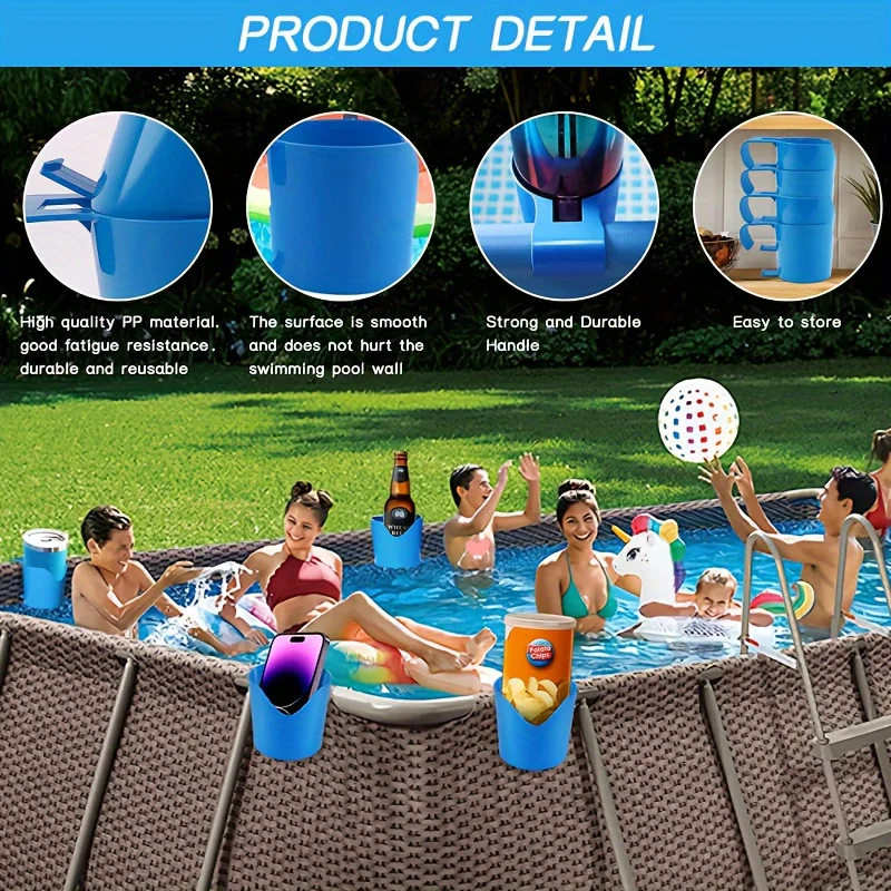Poolside Cup Holders for Above Ground Swimming Pools Pool Cup Holder for Refreshing Drinks Bottle Round Top Bar Easy to Use