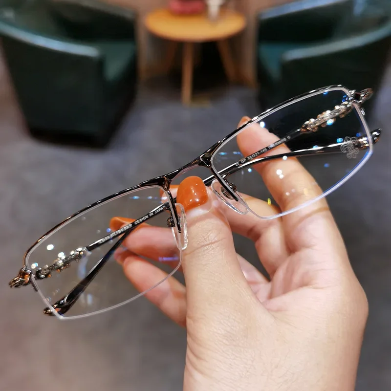 0 To -6.0 Myopia Glasses Anti Blue Light/ Photochromic  Versatile Men's Business Glasses Half Frame Myopia Glasses 3