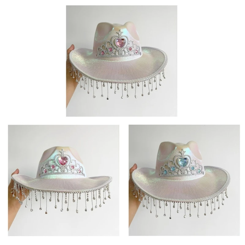 

Dangle Cowboy Hat with Pattern Cosplay Wedding Cowgirl Hat Dropship
