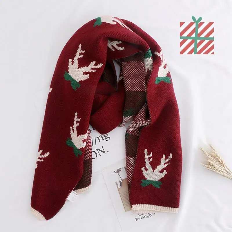 Christmas New Elk Scarf Female Cute Girl Student Korean Style Versatile Winter Wool Knitted Warm