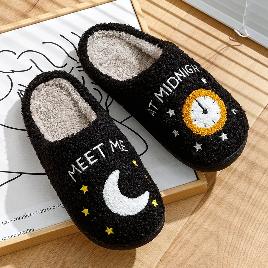Women Slippers Taylor Style Cozy Moon Embroidered Home Slides