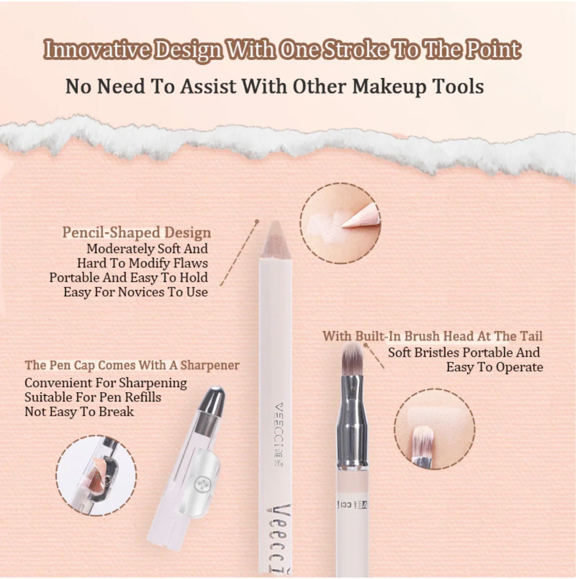 Veecci Concealer Highlight Pen Brighten Painting Eye Bags Multipurpose Portable Cosmetic 2.3g Cosmetics Face Makeup