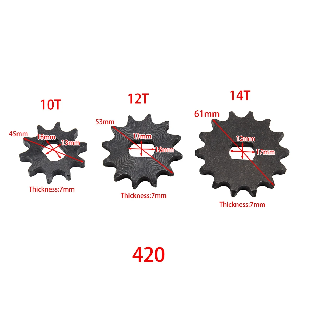 9T 10T 12T 14T 16T Geared Motor Sprocket 420/428 (4 points) Model Sprocket Gear MY1020ZXFH MY1020Z MY1418ZXF