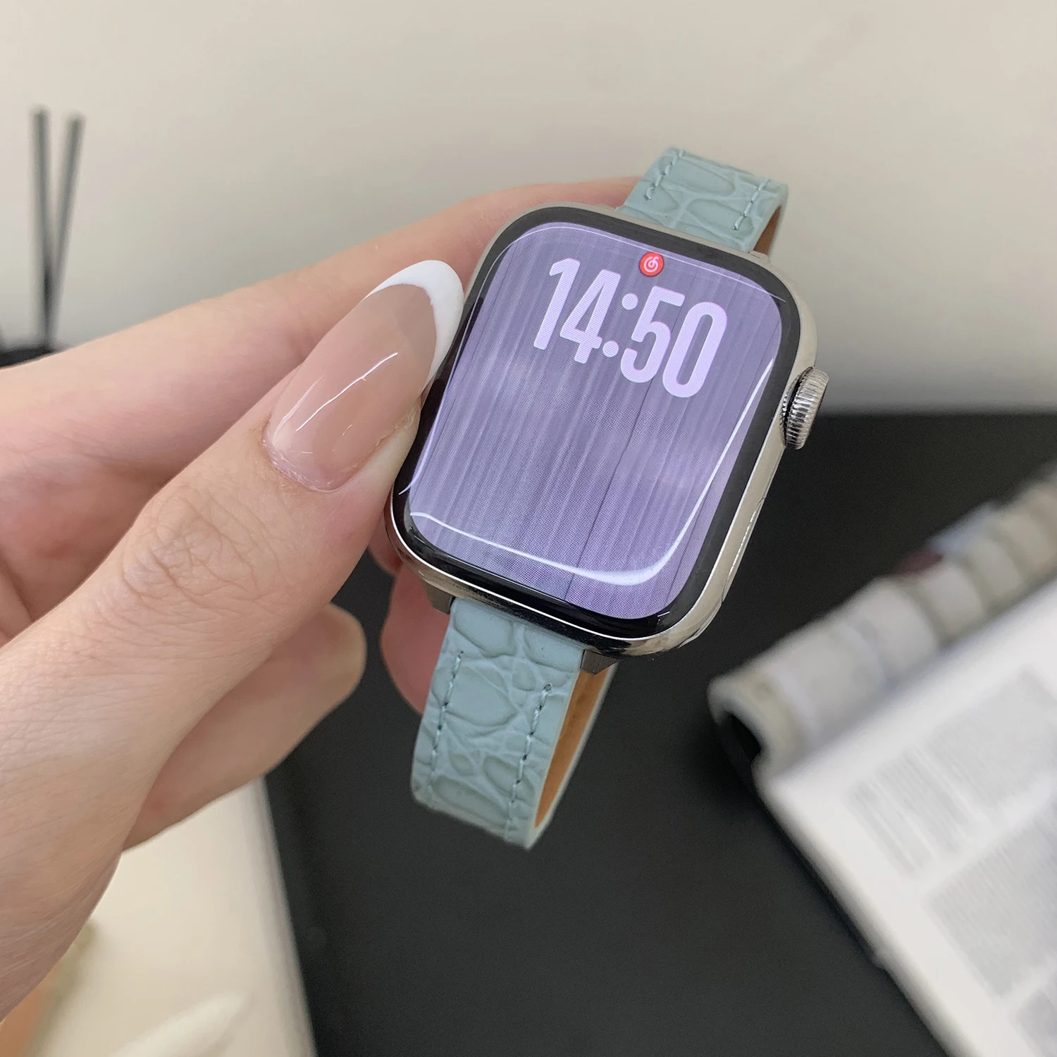 Strukturiertes Lederarmband 14 mm für Apple Watch 49 46 45 44 42-38 mm S10 S11 Business-Armband Armband Uhrenzubehör – Detail 18