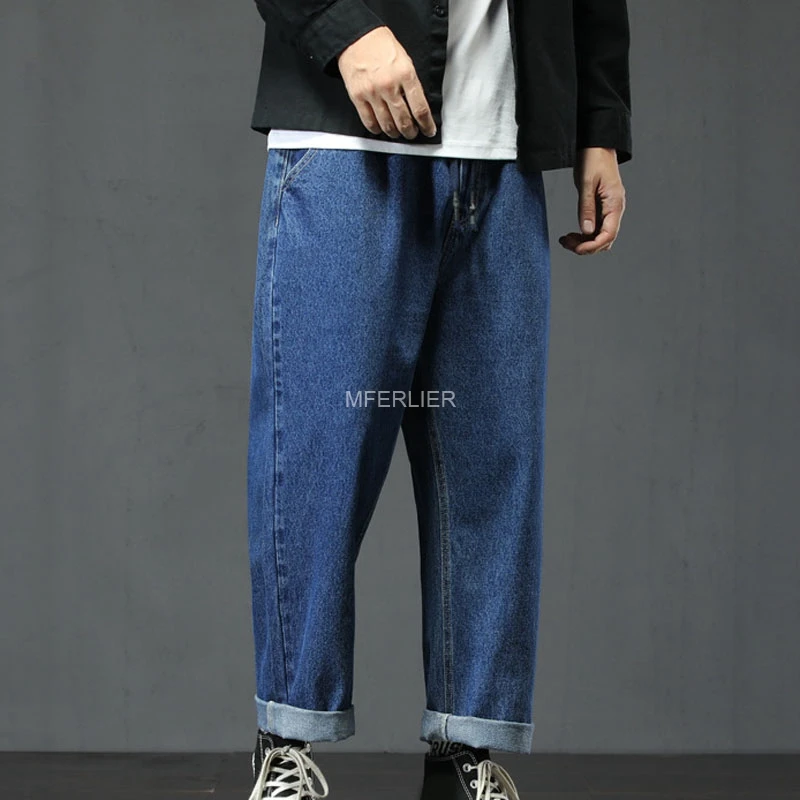 Autumn Spring Large Size Jeans For Men Waist 145cm Cotton Loose Trousers 6XL 7XL 4