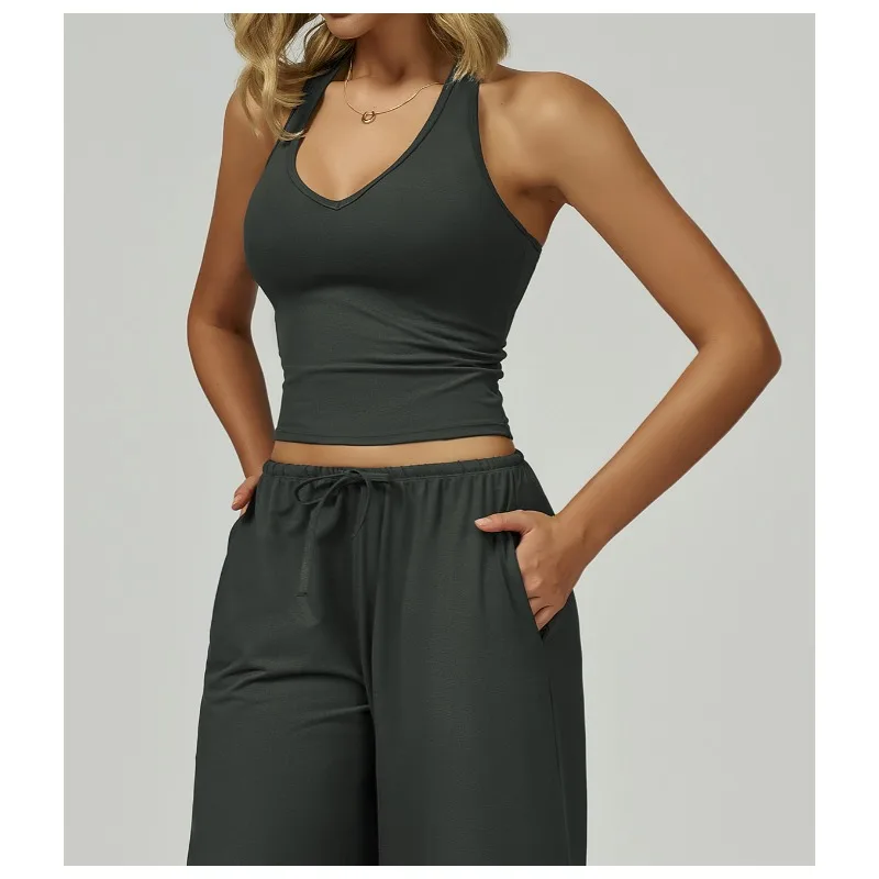Woolen Yoga Vest V-shaped Tight Back Sports Bra, Running Exercise and Fitness Vest 3