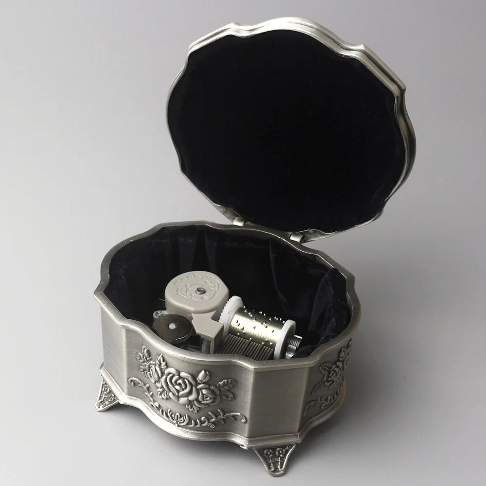Rosiking Emboss Alloy Metal Music Box Wind Up Castle in the Sky For Frends Girl Christmas and Children Birthday Gift 6