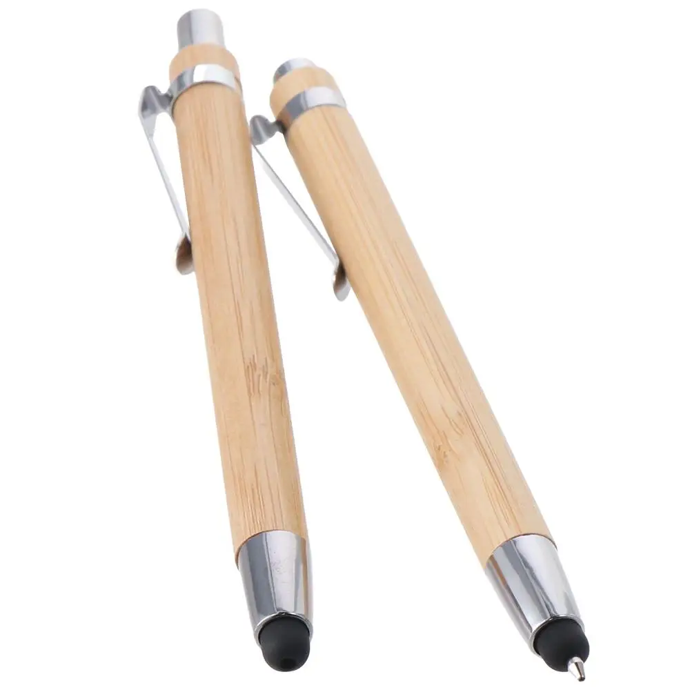 Eco-Friendly 2-in-1 Bamboo Ballpoint & Stylus Pen with Black Ink