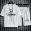 2024 VOLCOM New Man Tracksuits 2 Piece Short Sleeve Suits Printing T-shirt +Sweatpants Sets Sutdent Casual Summer Sport Clothes 1