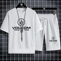 2024 VOLCOM New Man Tracksuits 2 Piece Short Sleeve Suits Printing T-shirt +Sweatpants Sets Sutdent Casual Summer Sport Clothes 1