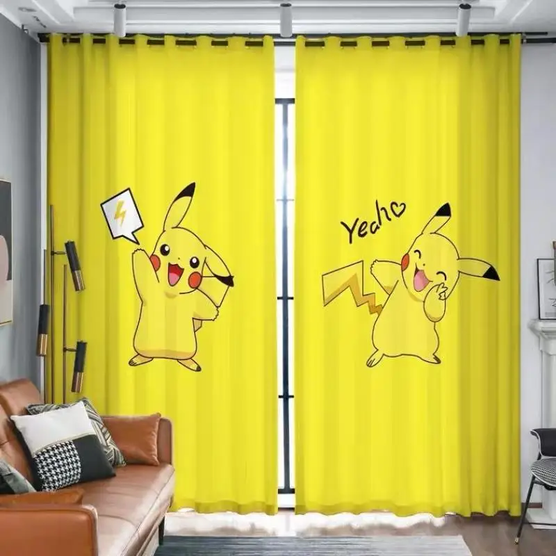

Pokemon Curtain Anime Pikachu Dining Room Bedroom Curtain Kawaii Household Child Customized Semi-Shading Curtain Cute Gift