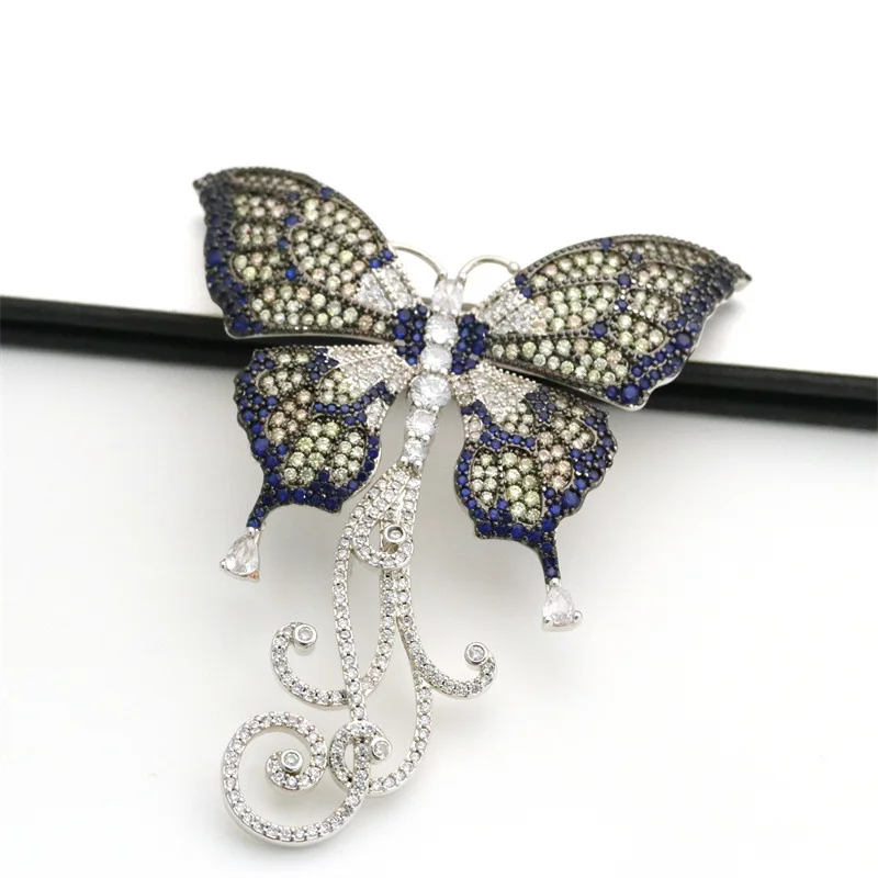 

Brooch Multi Color Cubic Zirconia Micro Pave Butterfly Gunmetal Color Plated Shape Brooch Women