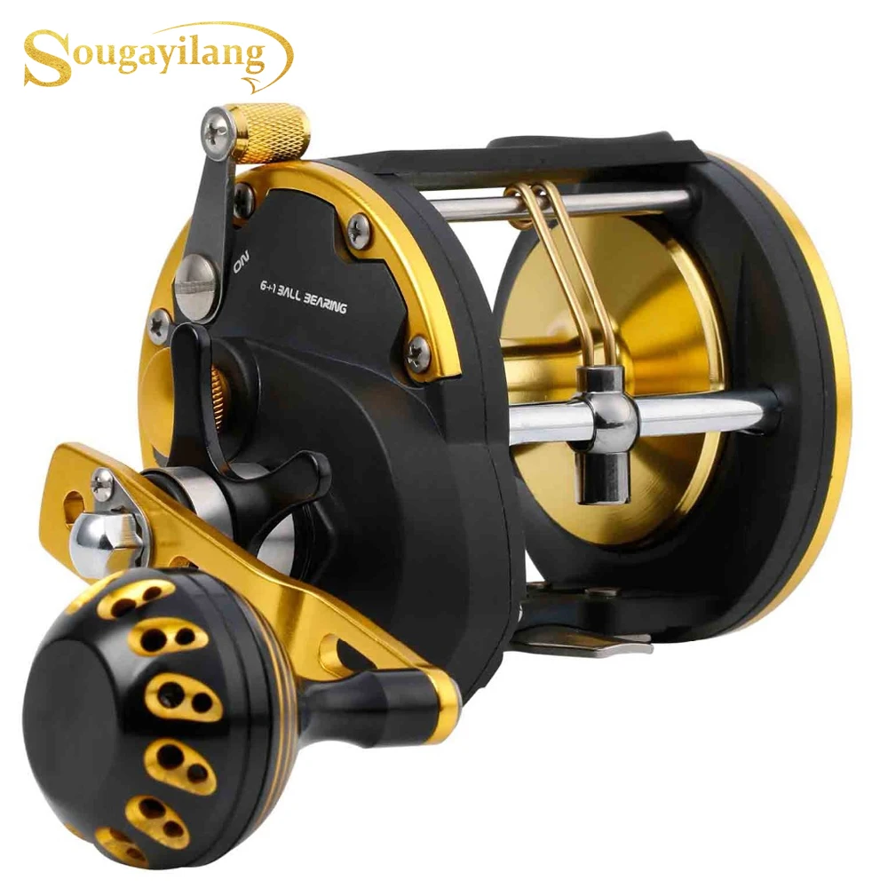 Sougayilang 6+1bb Trolling Fishing Reel Strong Right Hand Casting Sea Spinning Fishing Reel