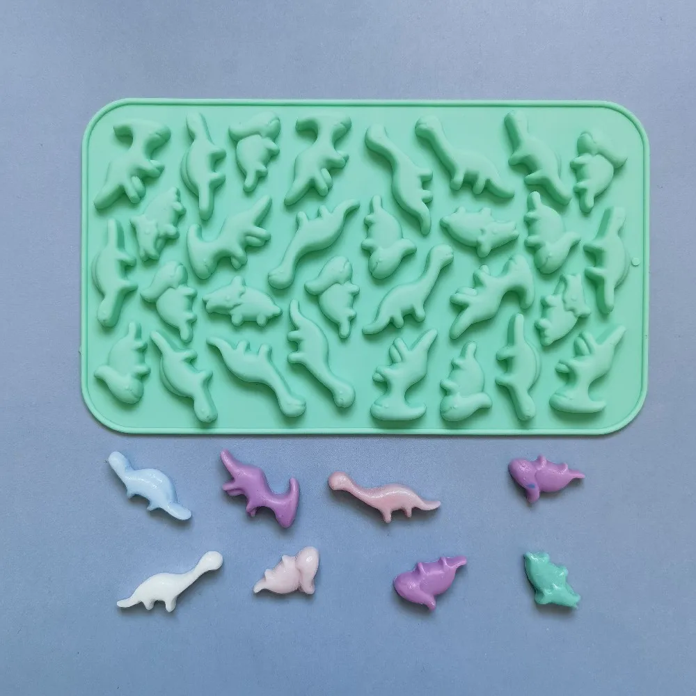 Stampo in Silicone per Cioccolato a Forma di Dinosauro con 30 Cavità, Vassoio in