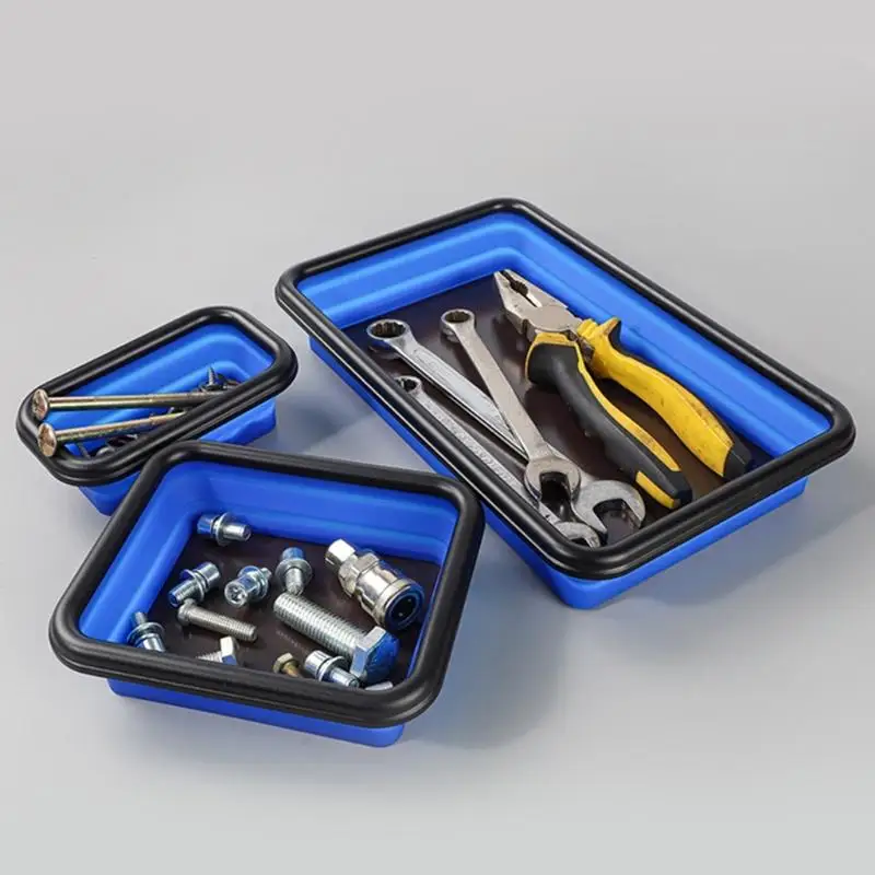 652F 접이식 자석 나사 트레이 실리콘 그릇 도구 부품 보관함 정리함