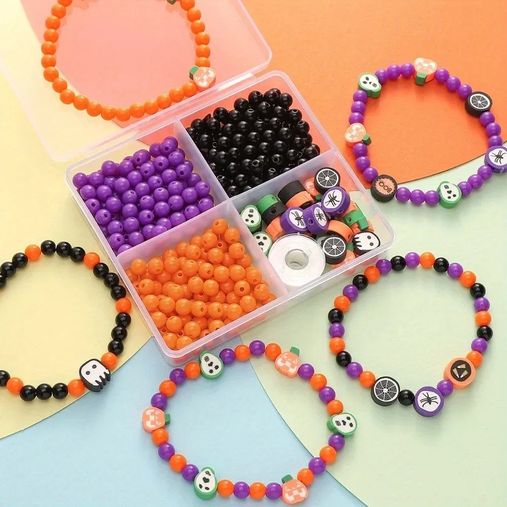 1 Box Halloween Polymer Clay Beads Charms Friendship Bracelet Necklace Earring Jewelry Making Kit Accessories for DIY