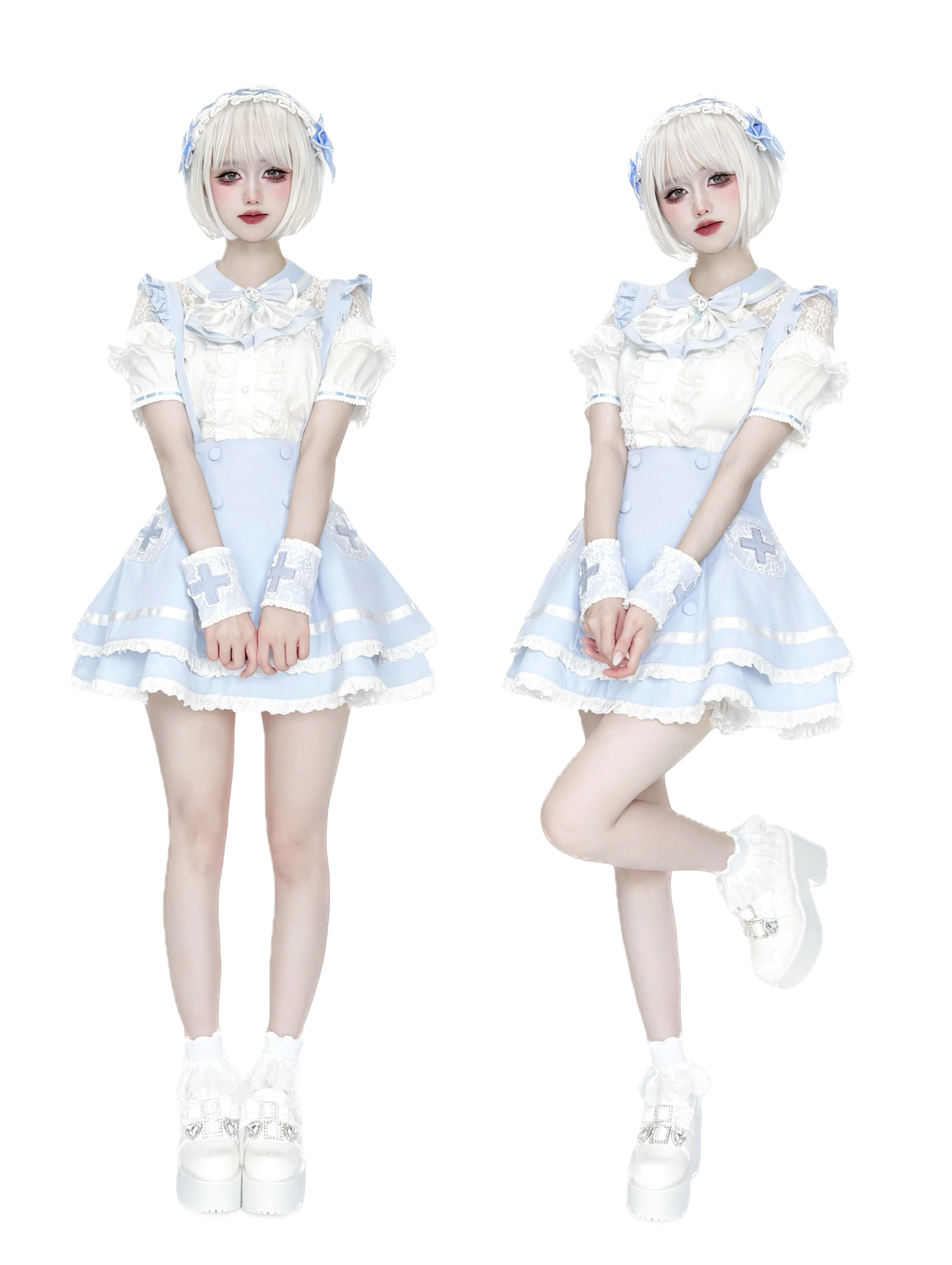 Women's White Gothic Lolita Two-Piece Set