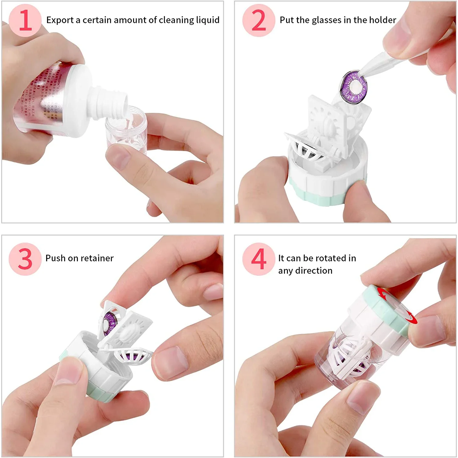 Contact Lenses Cleaner Device Portable Cleaning Container