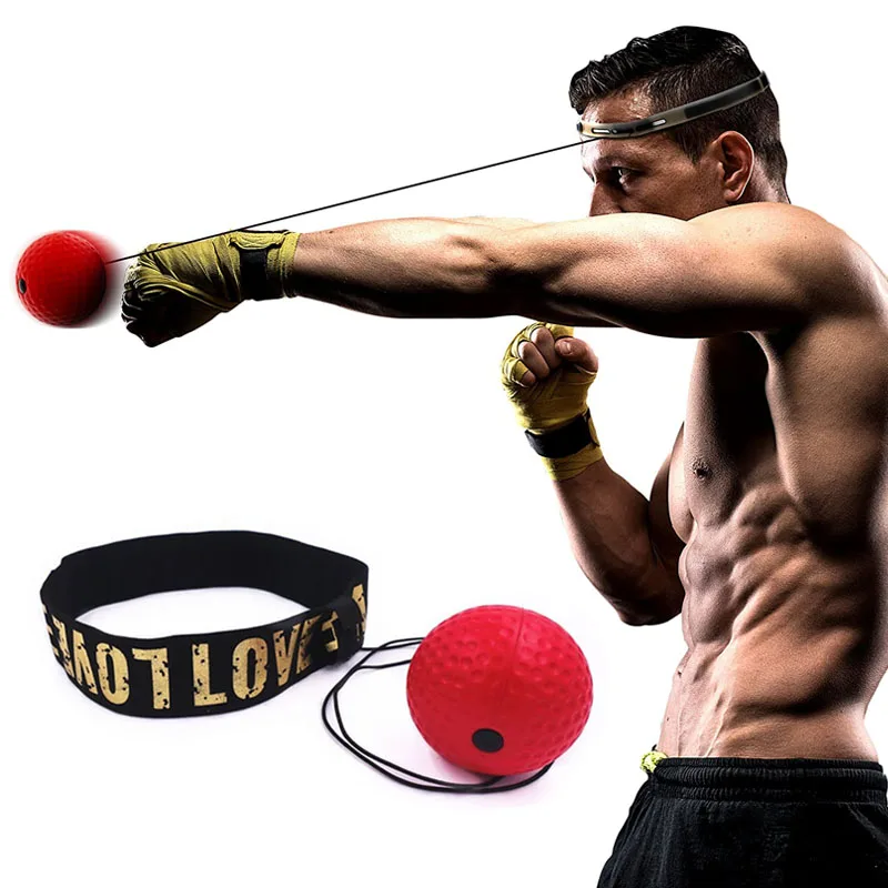 Description Picture 2 of itemNew Boxing Fight Ball on String Reflex Fitness Punching Head Bands Set Improving Speed Reaction MMA Training Goal Accessories