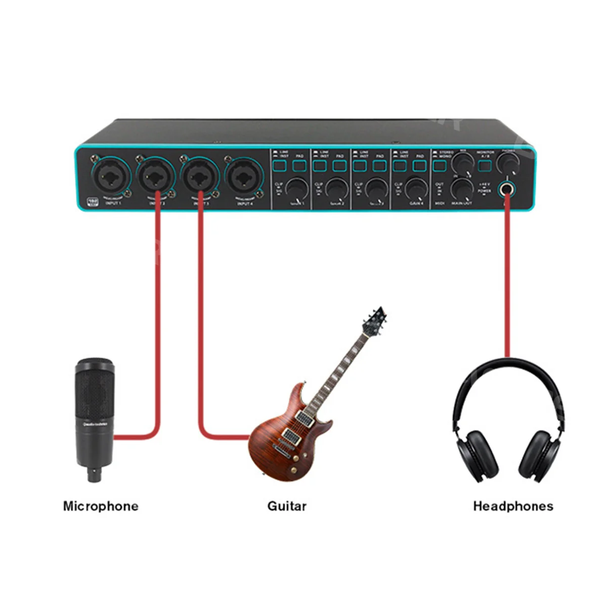 Audio Interface Depusheng UMC404 Professional Sound Card with Monitoring Electric Guitar Live Recording For Studio Singing Micro