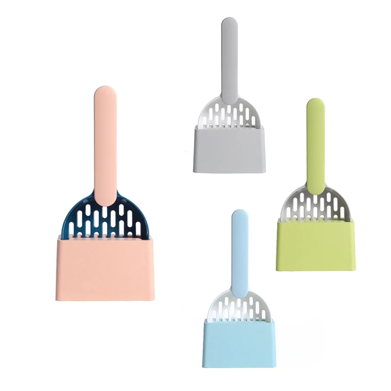 Cat Litter Shovel Plastic Cats Poop Scoop With Base Pet Cleanning Tool