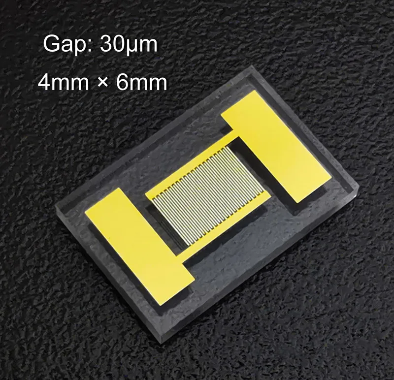 

Customized 30 Micron Transparent Fork Finger Electrode Quartz Glass Gas Humidity Bio MEMS Optoelectronic Detection