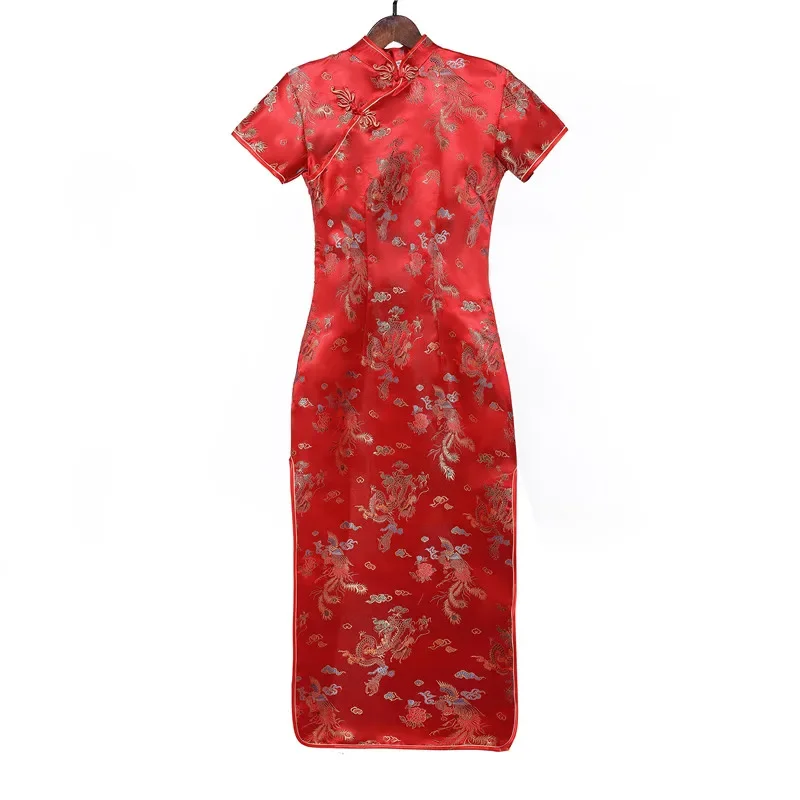 Chinese Traditional Dress Women Cheap and Big size Long Slim Cheongsam Qipao 6XL Red Bride Wedding Dress Formal chinese dress