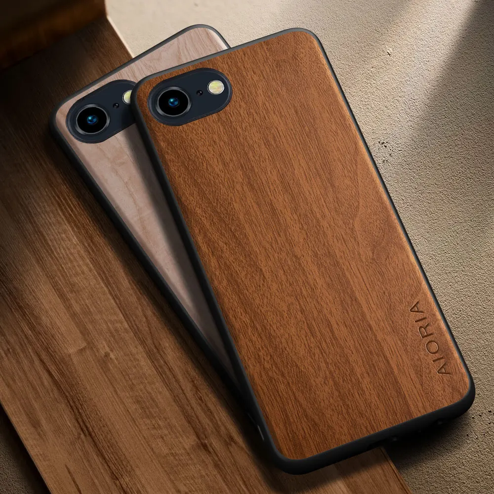 Wooden Pattern PU Leather Phone Case - Modern & Stylish Design