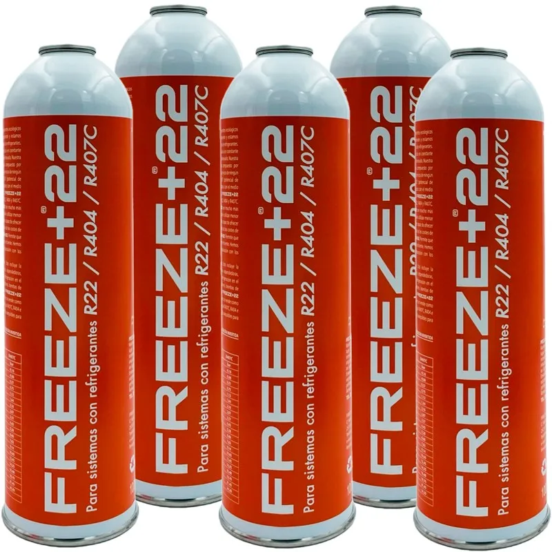Confezione Da 5 Bottiglie Di Gas Refrigerante Eco-Friendly Freeze + 22 R22-R404-R407C