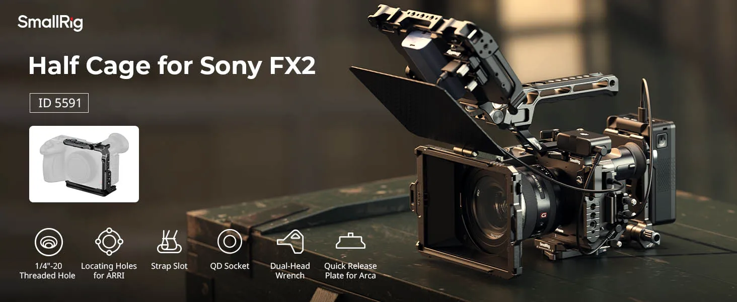 FX2 Half Cage for Sony FX2 Top Plate "HawkLock" NATO rail Arca-Swiss Quick Relea
