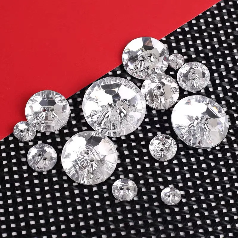Fashion Acrylic 2-Hole Buttons Rhinestones Design for Coat Shirt Jacket Cardigan Sweater Sewing
