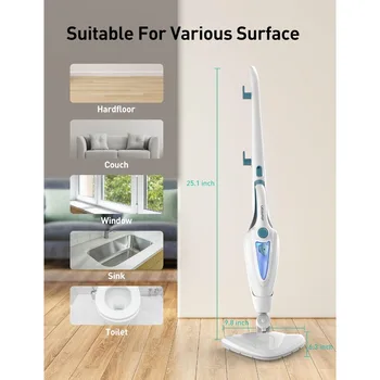 12-in-1 Steam Mop Fast 15-Sec Heat-Up 1500W Detachable Handheld Steam Cleaner with 2 Dirt Grip Pads Removes 99.99 Stubborn Stai 1