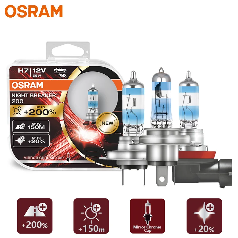 FOR OSRAM H7 H4 H1 H8 H3 H11 9005 9006 HB3 HB4 Night Breaker Laser Halogen  Lamps Fog Light 12V 3700K +150% Brightness (2 pieces)