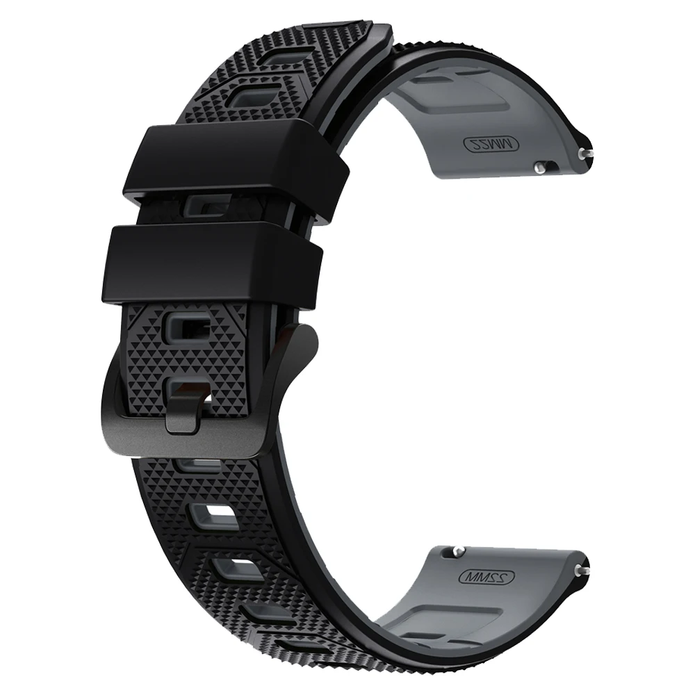 Two-Tone Silicone Smartwatch Strap, 22mm Adjustable Sports Bracelet