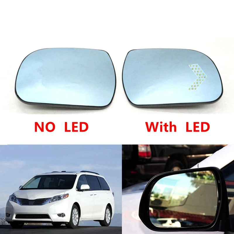 

Car Rearview Mirror Blue Glasses Lens With LED Lamp Heated For Toyota Sienna 2011-2019