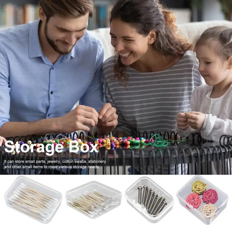 

Cosmetic Makeup Jar Pots Transparent Jewelry Cotton Swab Storage Boxes Portable Stationery Organizer Small Bin For Household