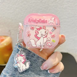 Cute Kawaii Cartoon Marie Cat Soft Earphone Protective Case with Pendant Cover - Airpods 4 (Pink)