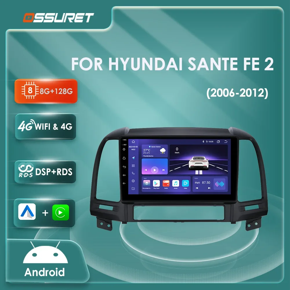 

Car Radio Multimedia Video player for Hyundai Sante Fe 2 2006-2012 Android 4G WIFI Carplay 7862 GPS navigation Stereo Head Unit