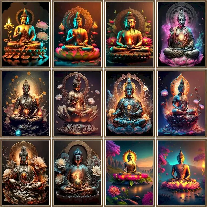 

CHENISTORY Diy Paint By Number Buddha Pictures By Number Religious Figures Drawing On Canvas Handpainted Art Gift Kit Home Decor