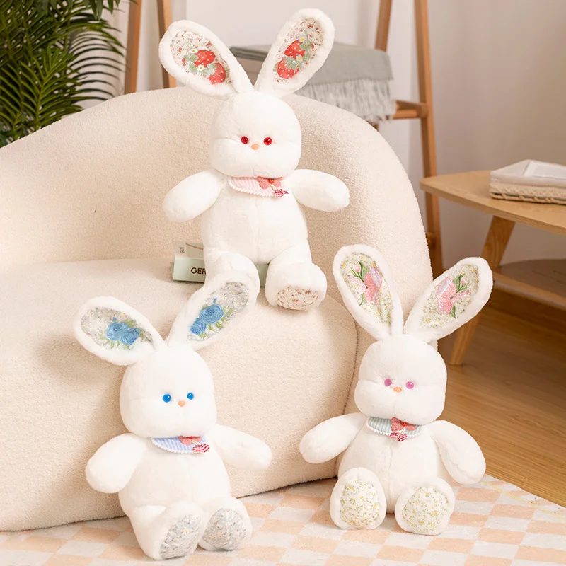 Lovely Long Ears Scarf Bunny Plush Toy Soft Stuffed Animal Cartoon Rabbit Plushies Doll Baby Appease Pillow for Girls Xmas Gifts big size long neck dino plush toys soft stuffed animal lovely deer sheep plushie pillow can clip legs bedside cushion room decor