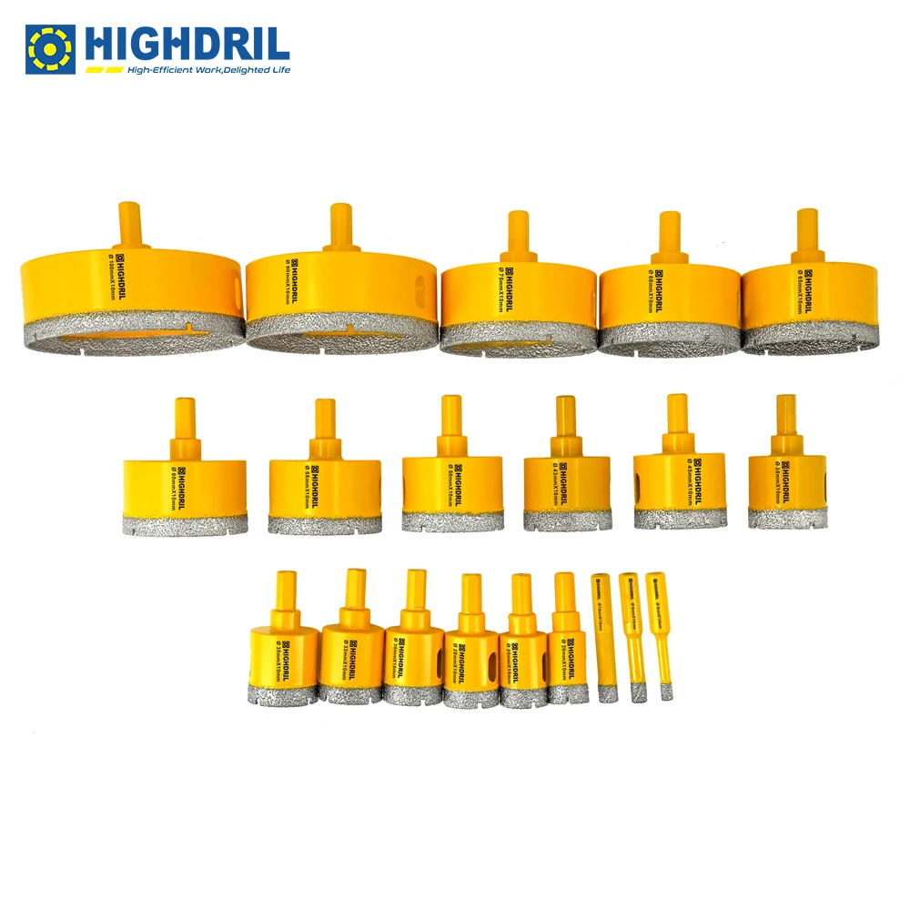 

HIGHDRIL Drill Bit Triangle Hole Saws Kit 20/35/40/45/50/60/68/115mm 8pcs in For Ceramic Granite Marble Tile Porcelain Stoneware