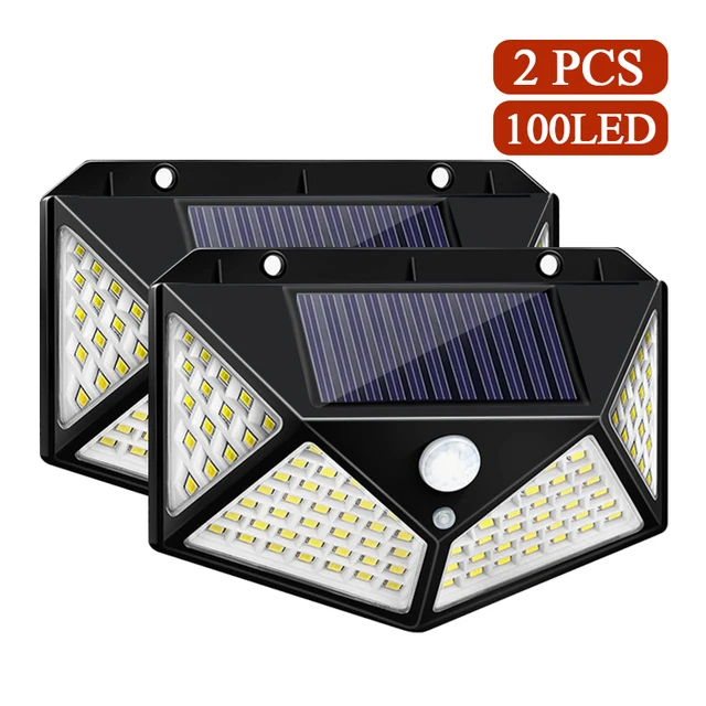 2/4PCS 100 LED Solar Light Outdoor Solar Wall Lamp PIR Motion Sensor Lamps Waterproof Solar Lights For Garden Decoration Street solar outside lights Solar Lamps