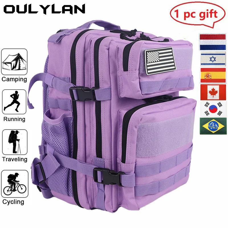 

Oulylan 25L45L Outdoor Camping Backpack Women Men Camouflage Tactical Travel Bag 900D Mountaineering Hiking Rucksack Purple Pink
