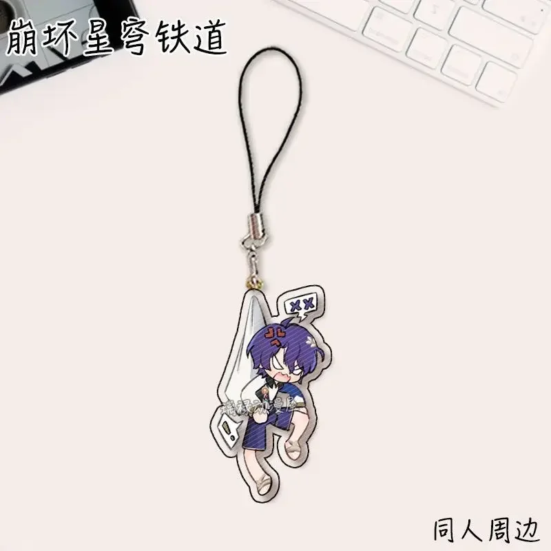 Honkai Star Rail 귀여운 휴대폰 끈 Dr. 비율 Aventurine Kawaii 액세서리 아크릴 펜던트 스트랩 매달려 귀여운 로프 선물