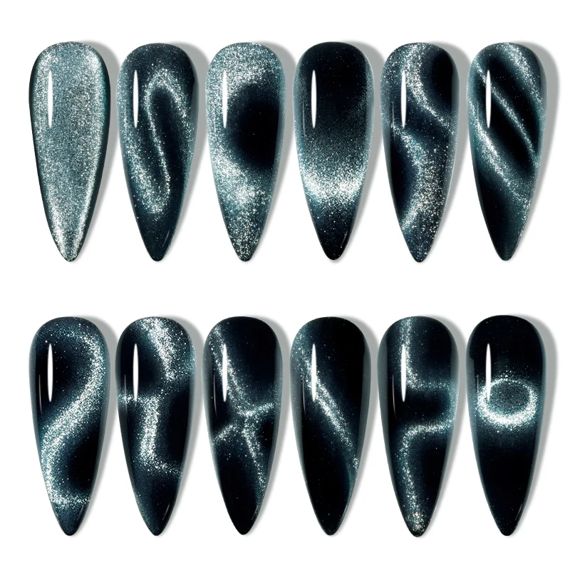 YOKEFELLOW Cat Eyes Gel Nail Polish 10ML Semi permanent Gel Varnishes with Ultra-sparkly Coarse Reflective magnetic powder 5