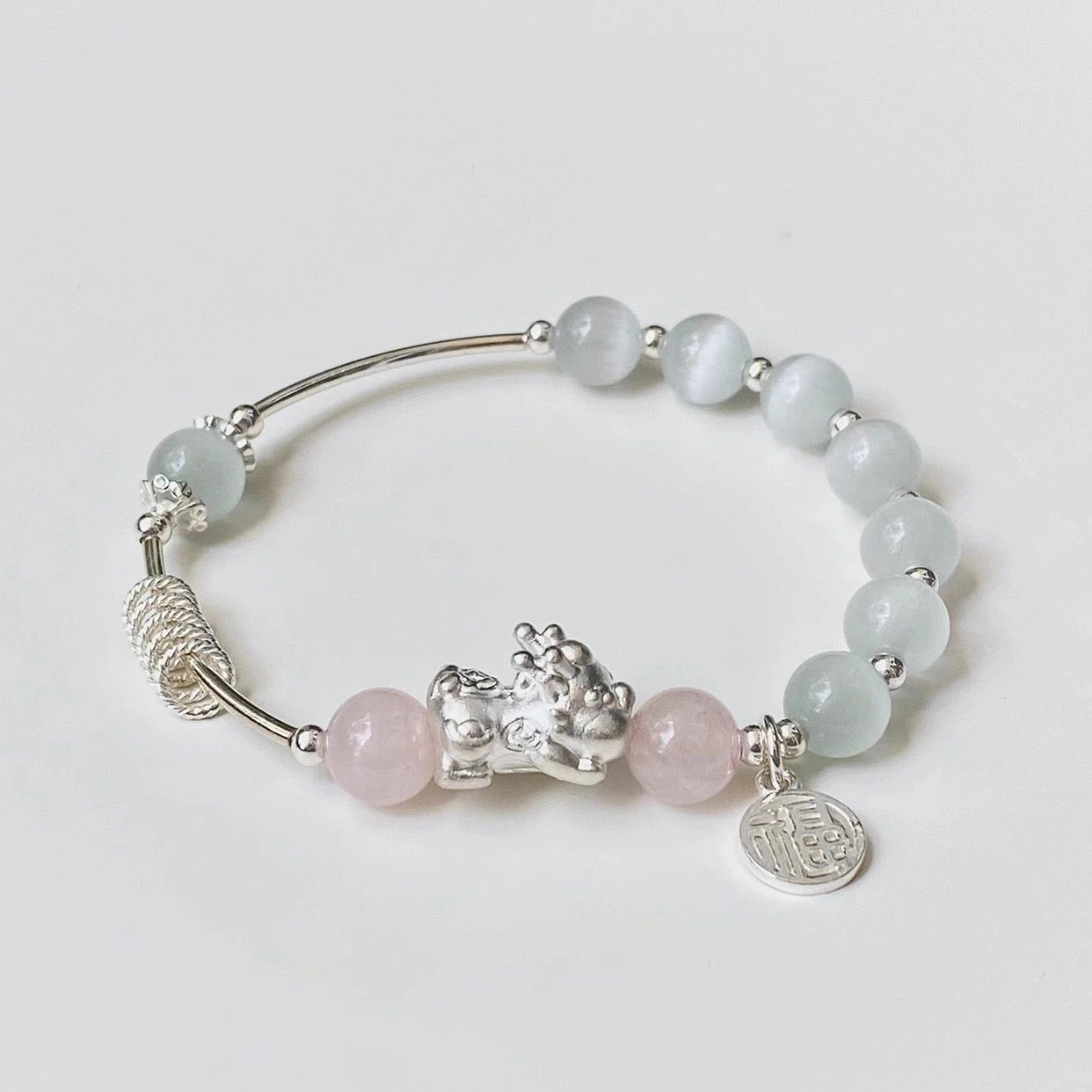 Sterling Silber Antik Silber Weiß Blau Stein Perlen Armband Frauen Hof Stil Perle passenden Hands trang Schmuck