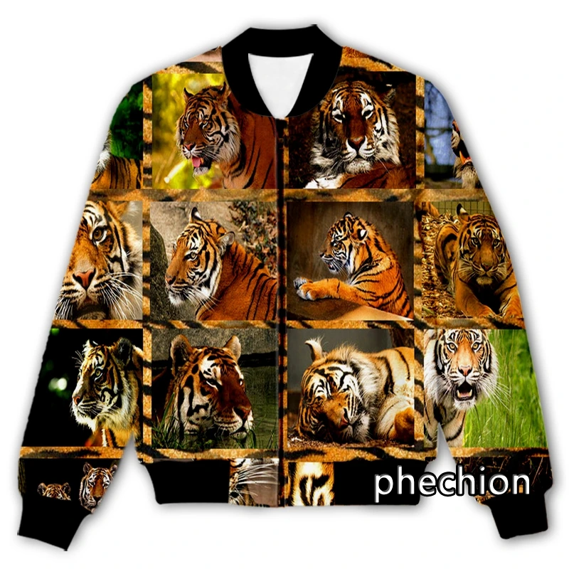 

phechion New Men/Women Animal Tiger Collage 3D Printed Casual Jacket Fashion Streetwear Men Loose Sporting Jacket & Coat Q202