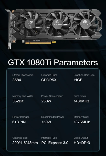 Mllseデスクトップコンピューターゲームgpu、nvidia Geforce gtx