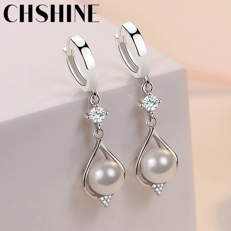 CHSHINE 925 Sterling Silver Water Drop Natural Pearl Earrings for Women Wedding Gift Fashion Jewelry - Image 2